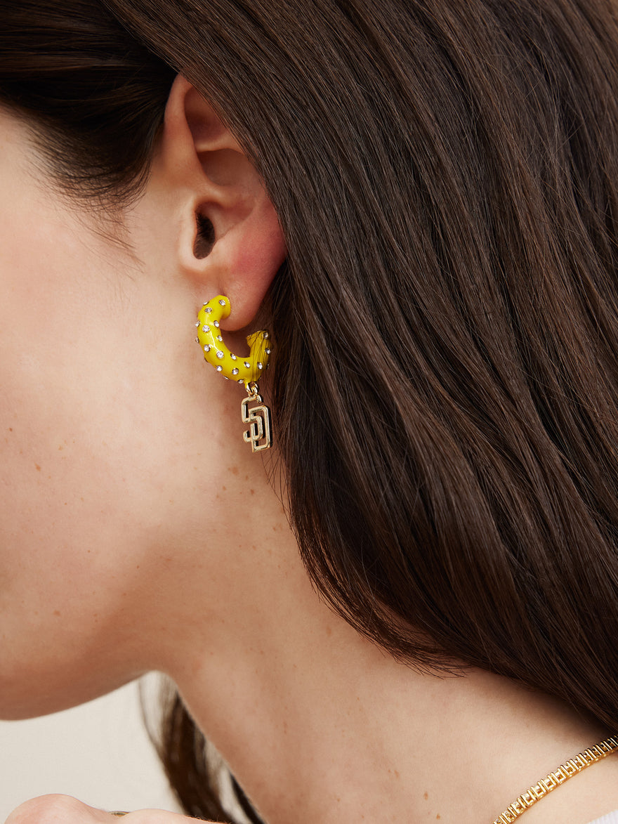 MLB Enamel Hoop Earrings - San Diego Padres