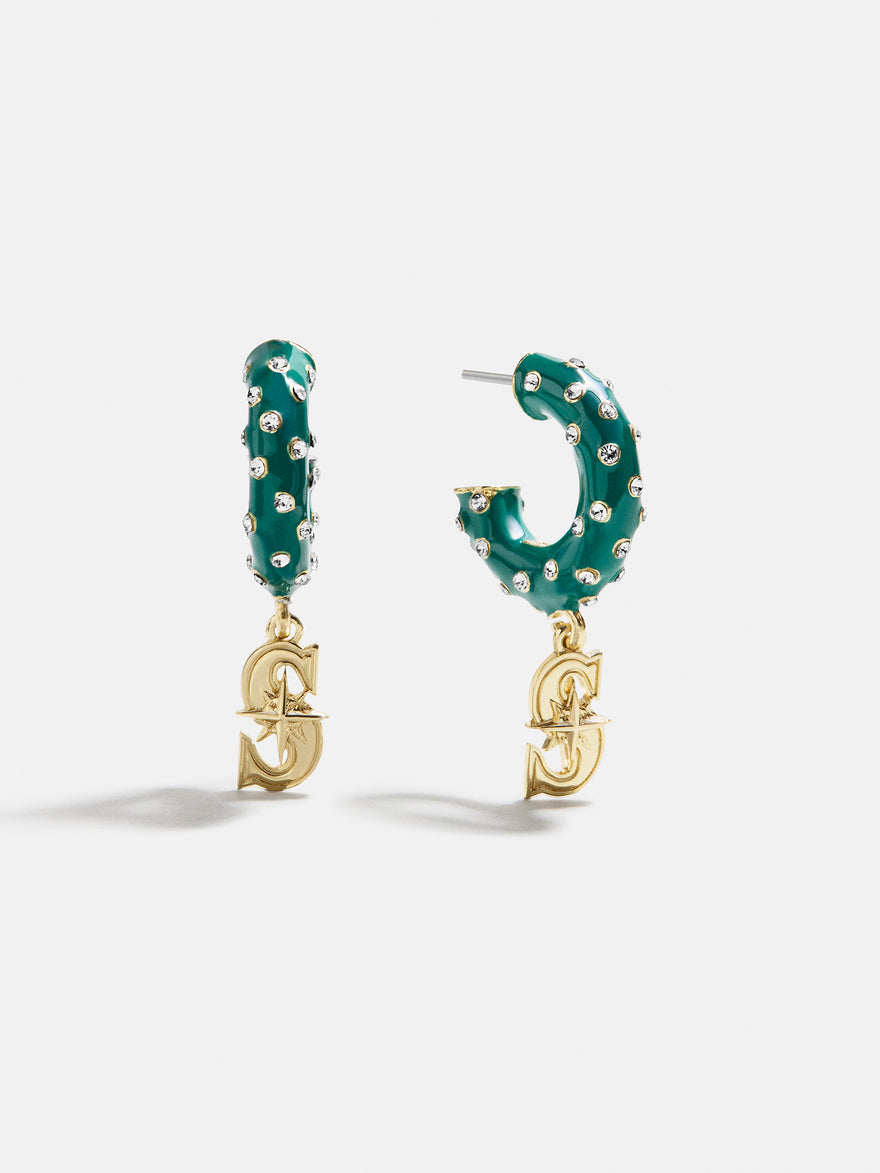 MLB Enamel Hoop Earrings - Seattle Mariners
