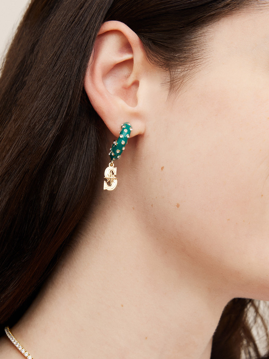 MLB Enamel Hoop Earrings - Seattle Mariners