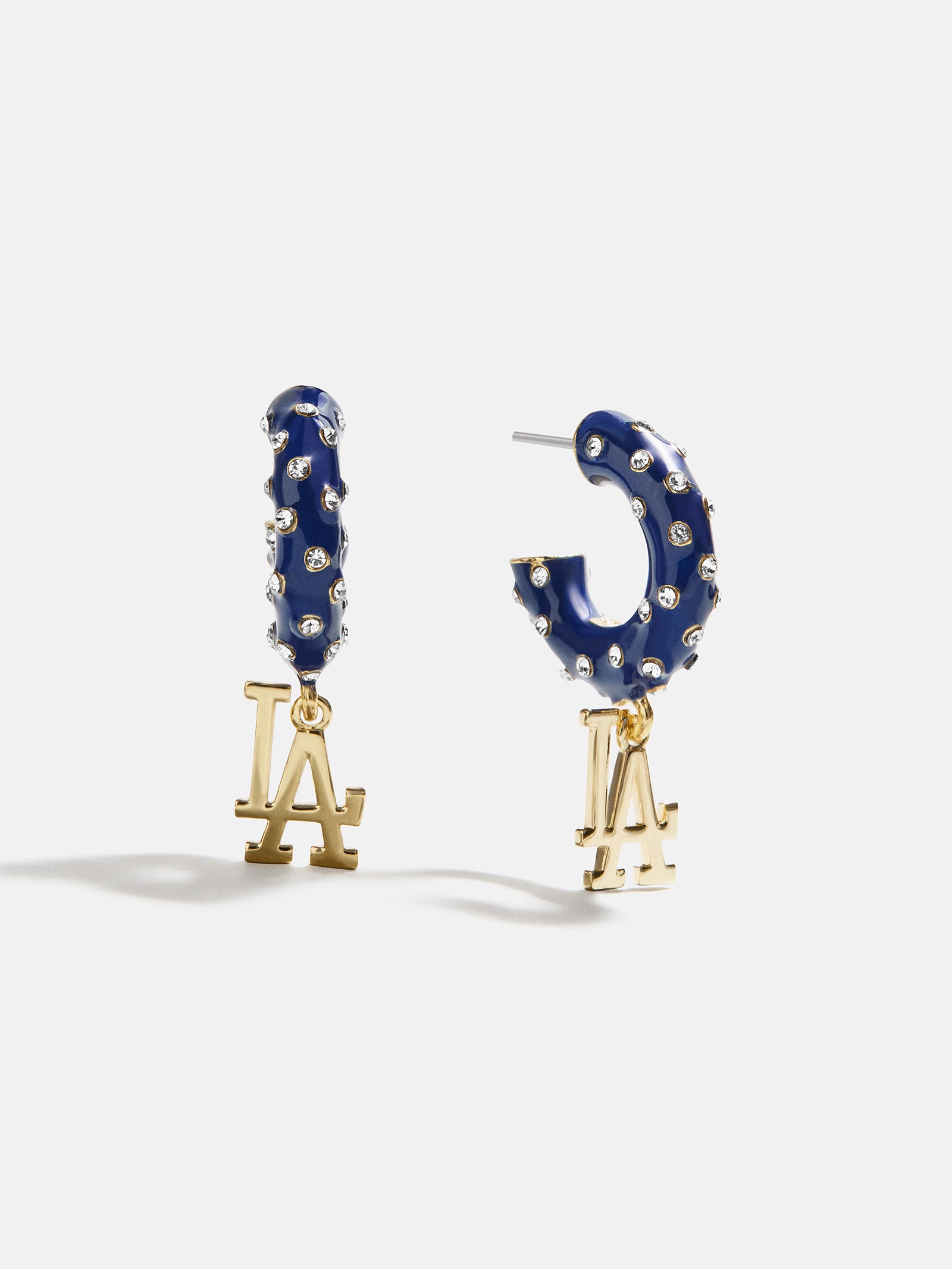 MLB Enamel Hoop Earrings - Los Angeles Dodgers