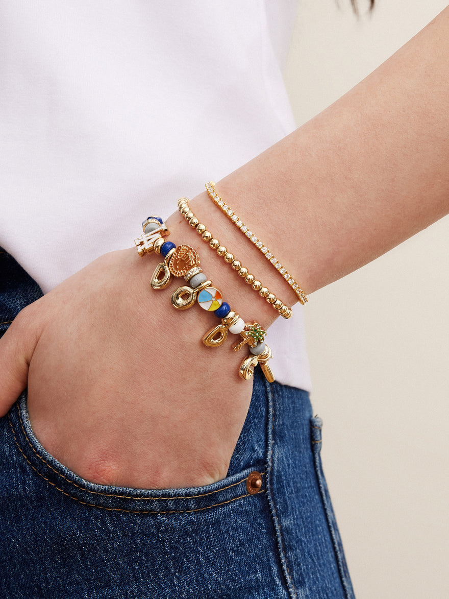 MLB Motif Beaded Bracelet - Los Angeles Dodgers