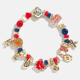 MLB Motif Beaded Bracelet - Boston Red Sox