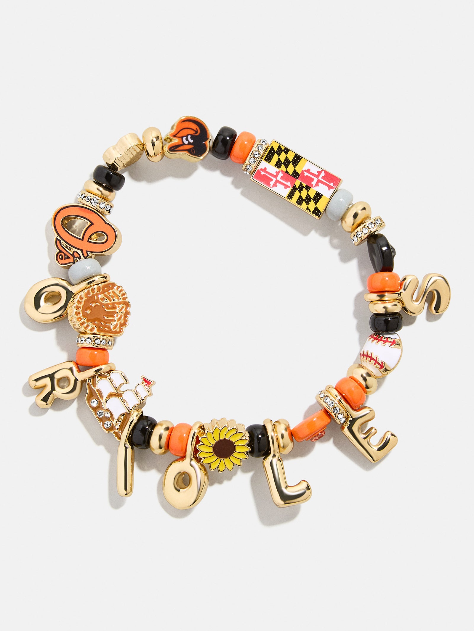MLB Motif Beaded Bracelet - Baltimore Orioles