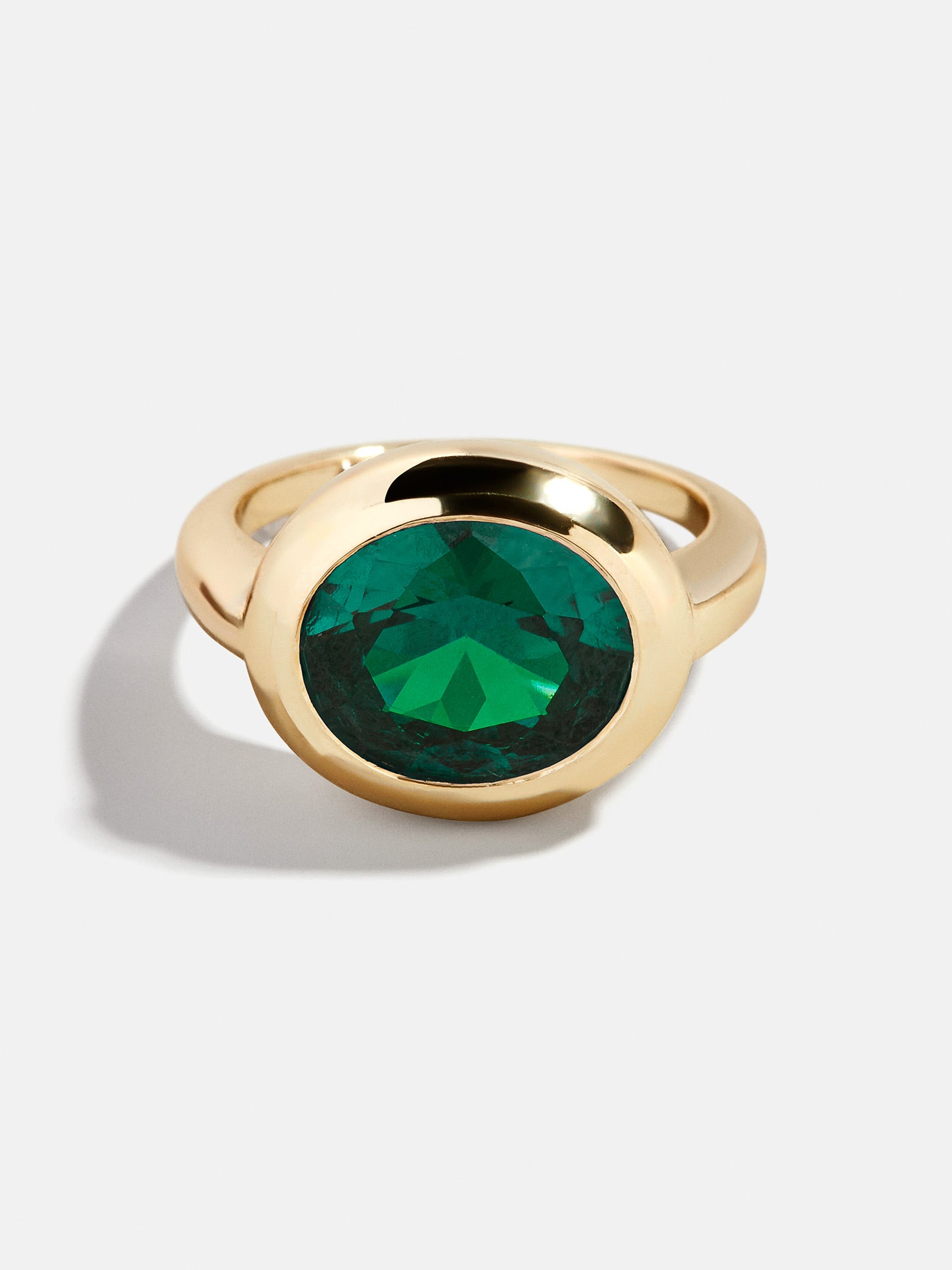 Gold Cubic Zirconia Custom Birthstone Ring - Emerald
