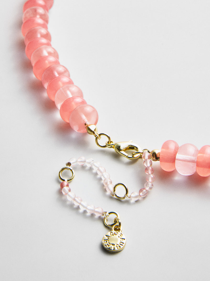 Joyce Semi-Precious Beaded Necklace - Cherry Quartz