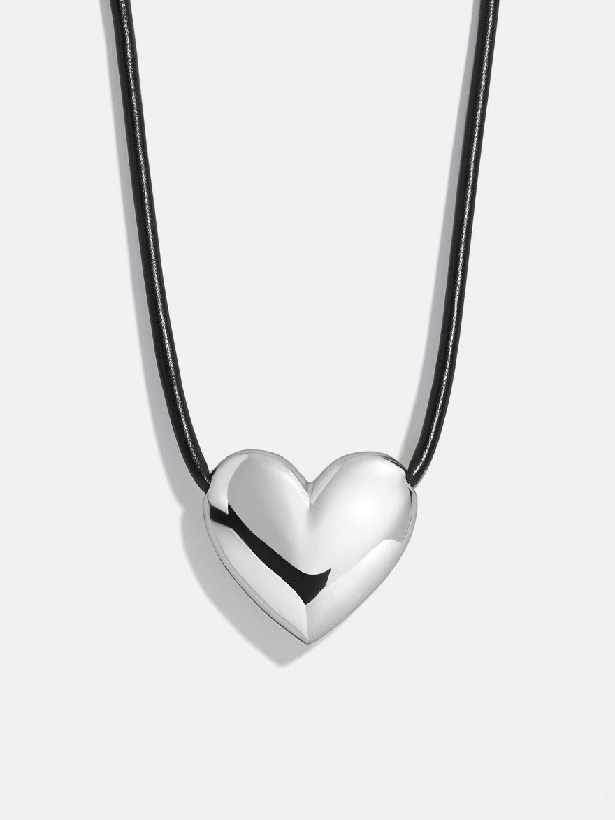 Millie Bubble Heart Cord Necklace - Silver