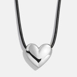 Millie Bubble Heart Cord Necklace - Silver