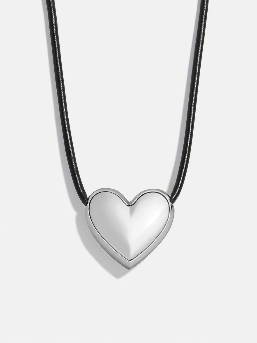 Millie Bubble Heart Cord Necklace - Silver