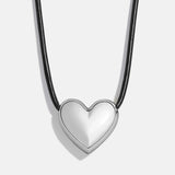 Millie Bubble Heart Cord Necklace - Silver