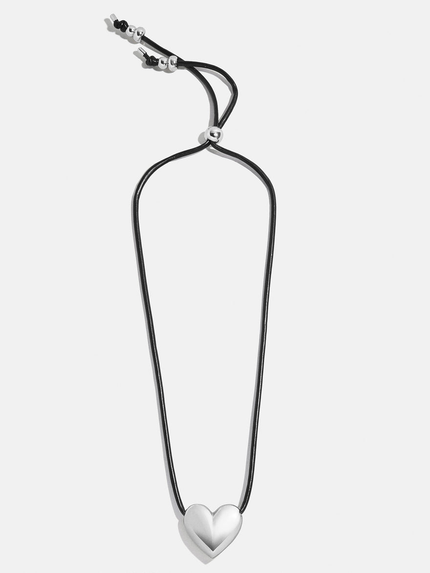 Millie Bubble Heart Cord Necklace - Silver