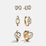 So Much to Love Heart Earring Set - Gold/Pavé