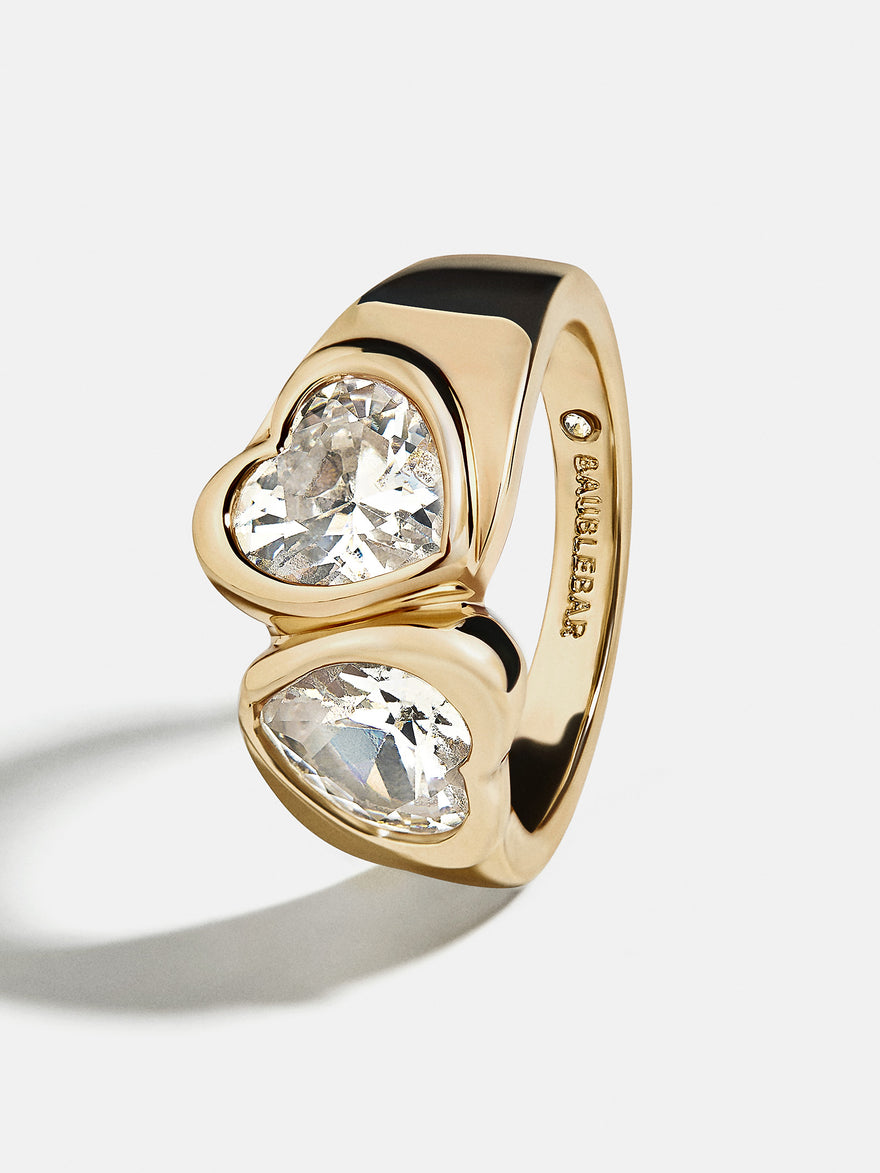 Two of Hearts Gold Ring - Gold/Pavé