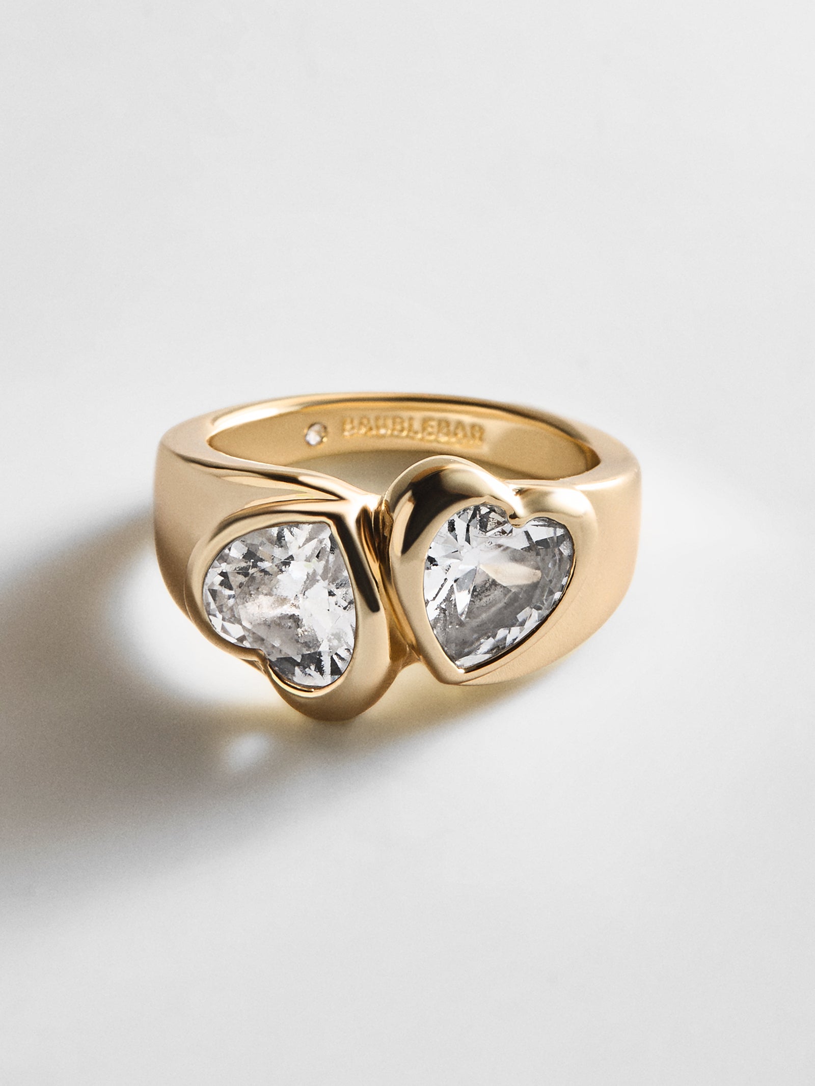 Two of Hearts Gold Ring - Gold/Pavé