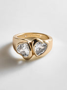 Two of Hearts Gold Ring - Gold/Pavé