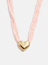 BaubleBar Millie Kids' Bubble Heart Necklace - Gold/Pink - 
    Gold heart pendant with beads 
  
