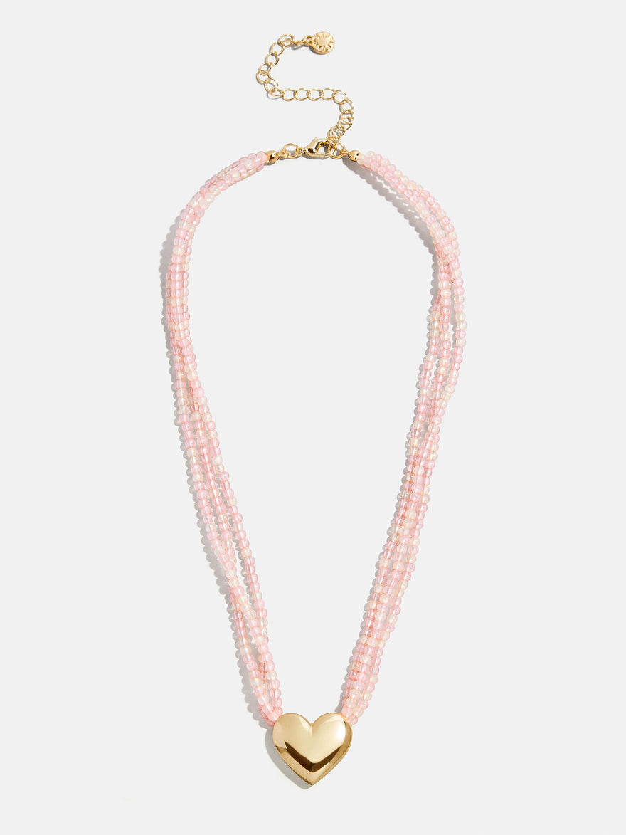 Millie Kids' Bubble Heart Necklace - Gold/Pink