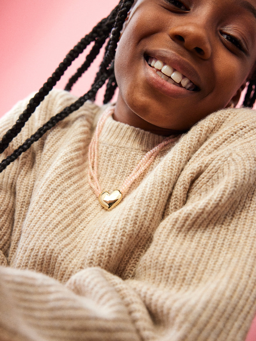 Millie Kids' Bubble Heart Necklace - Gold/Pink