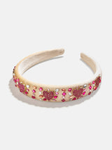BaubleBar Heart Party Kids' Heart Headband - Pink - 
    White headband with gemstones
  
