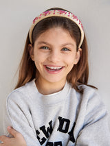 BaubleBar Heart Party Kids' Heart Headband - Pink - 
    White headband with gemstones
  
