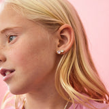 Perfect Pair 18K Gold Kids' Heart Earrings - Gold/Pavé