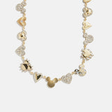 Disney Mickey Mouse Hearts Necklace - Gold/Pavé