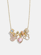 Disney Mickey Mouse Heart Charm Necklace - Gold/Pavé