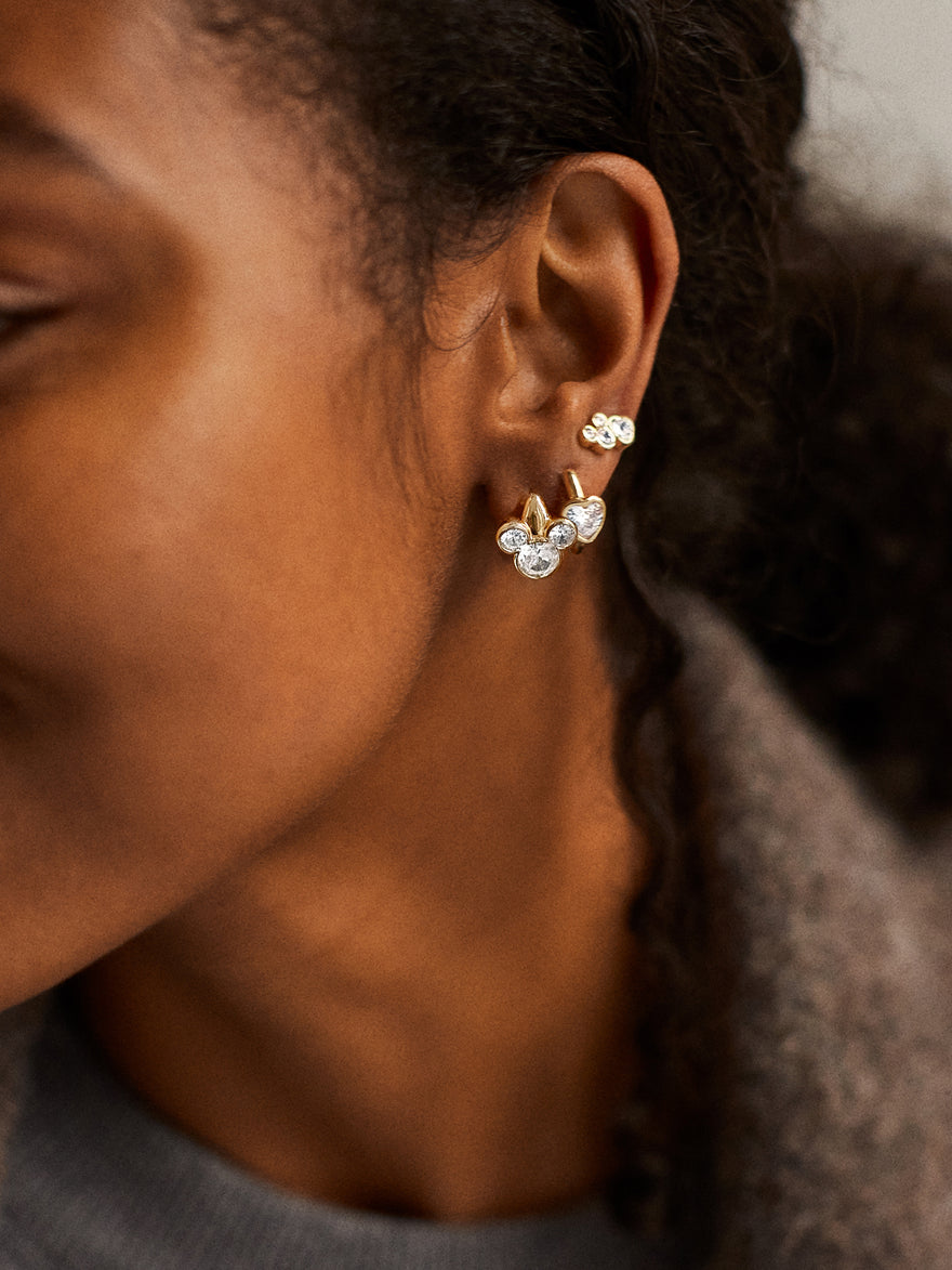 Disney Mickey Mouse & Heart Earring Set - Gold/Pavé