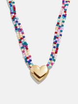 BaubleBar Millie Kids' Bubble Heart Necklace - Gold/Multi - 
    Gold heart pendant with beads 
  
