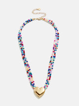 BaubleBar Millie Kids' Bubble Heart Necklace - Gold/Multi - 
    Gold heart pendant with beads 
  
