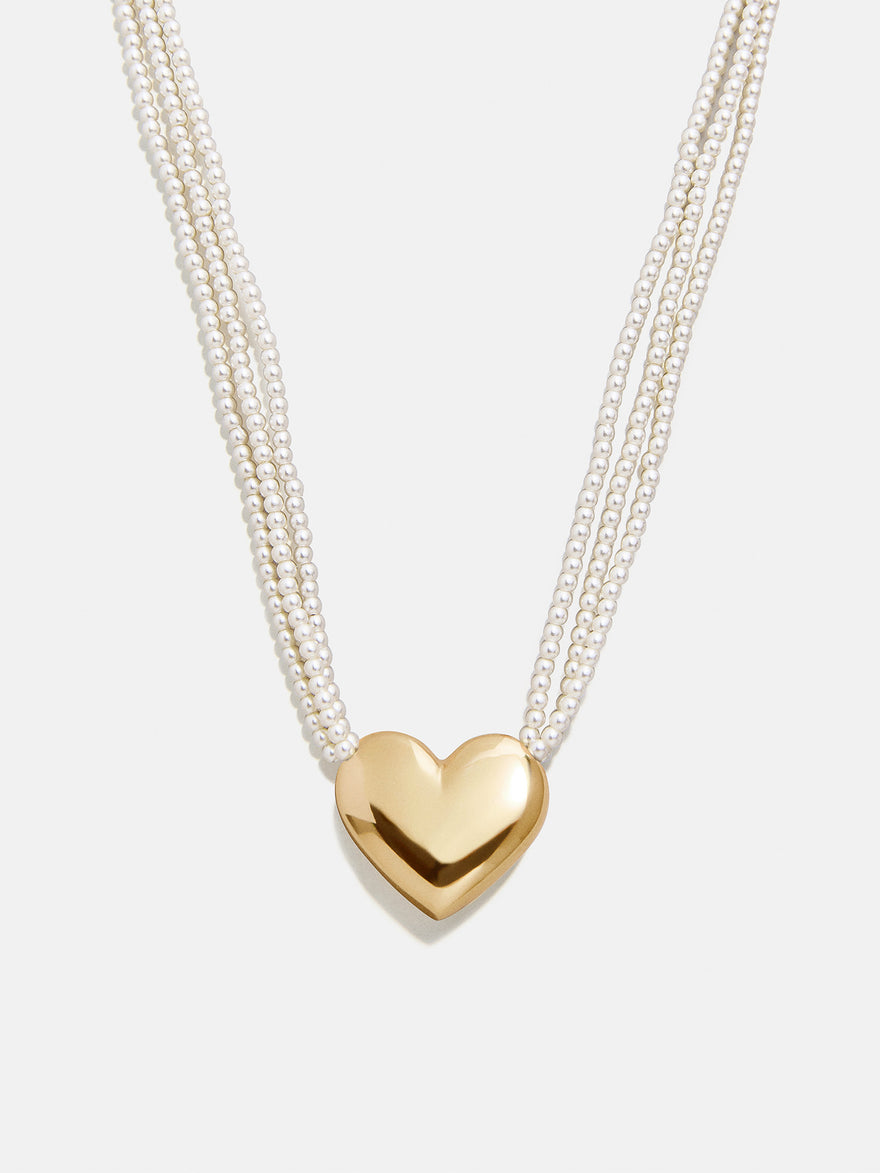 Millie Kids' Bubble Heart Necklace - Gold/Pearl