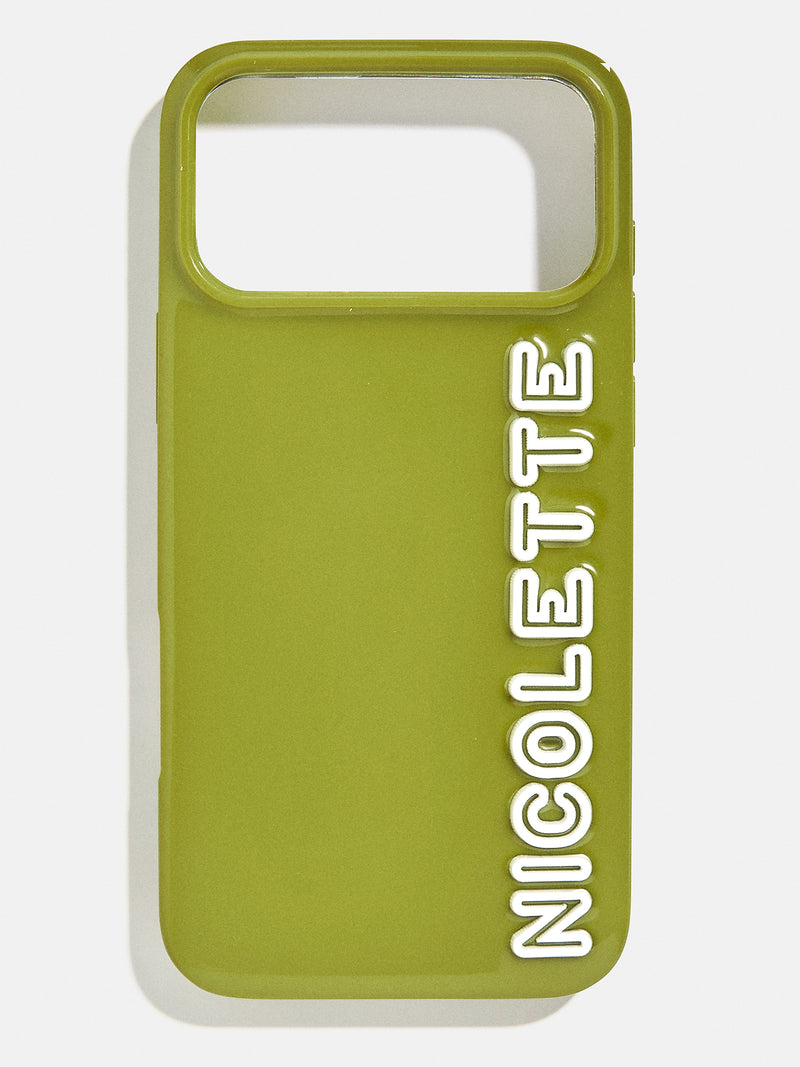 Fine Line Custom iPhone Case - Olive/White