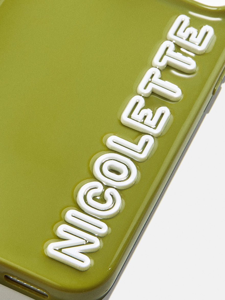 Fine Line Custom iPhone Case - Olive/White