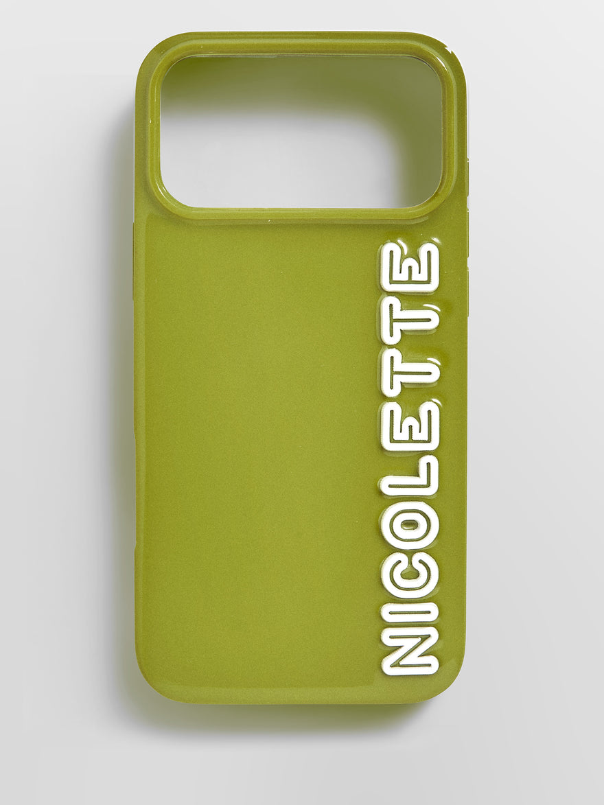 Fine Line Custom iPhone Case - Olive Green/White