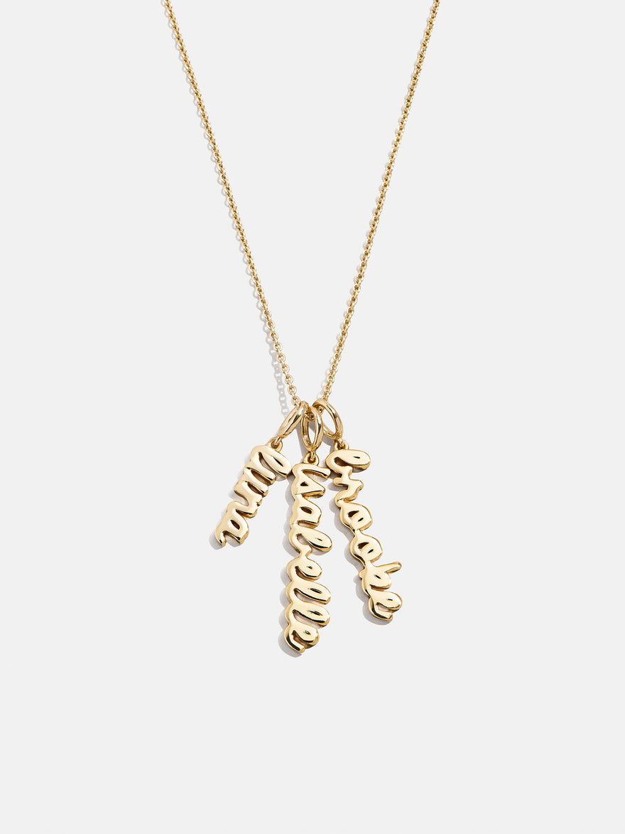 Mini Gold Script Cluster Custom Nameplate Necklace - 3 Names
