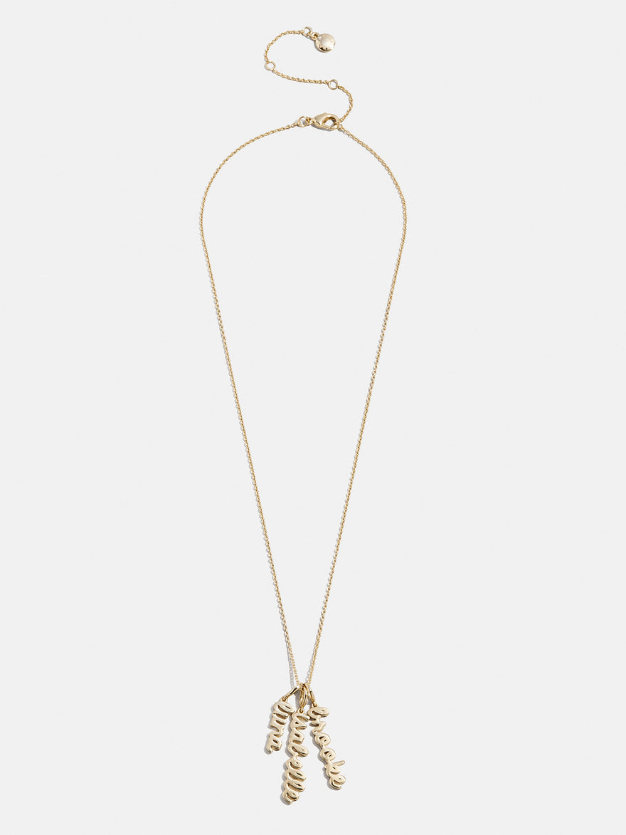 Mini Gold Script Cluster Custom Nameplate Necklace - 4 Names