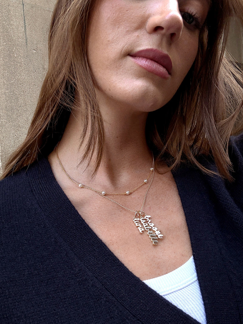 BaubleBar Mini Gold Script Cluster Custom Nameplate Necklace - 3 Names - 
    Get Gifting Early: 20% Off Custom
  

