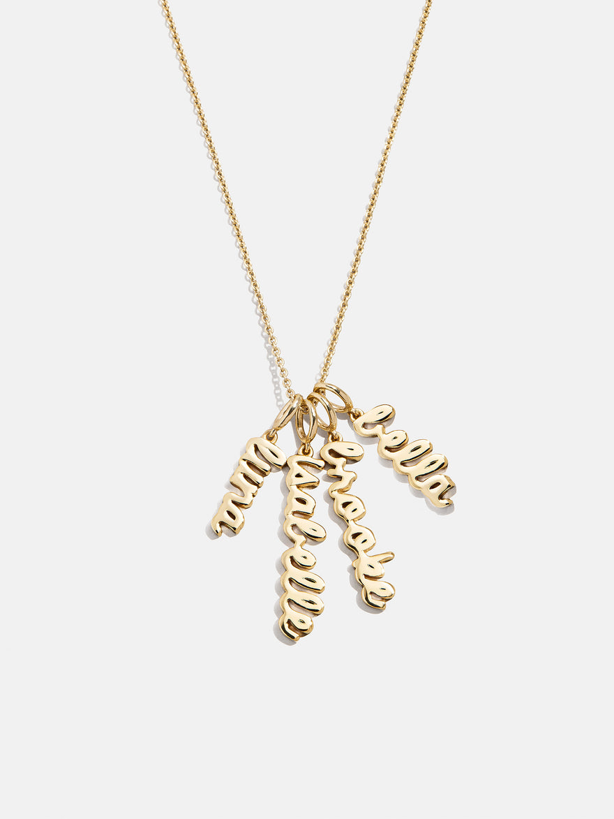 Mini Gold Script Cluster Custom Nameplate Necklace - 4 Names