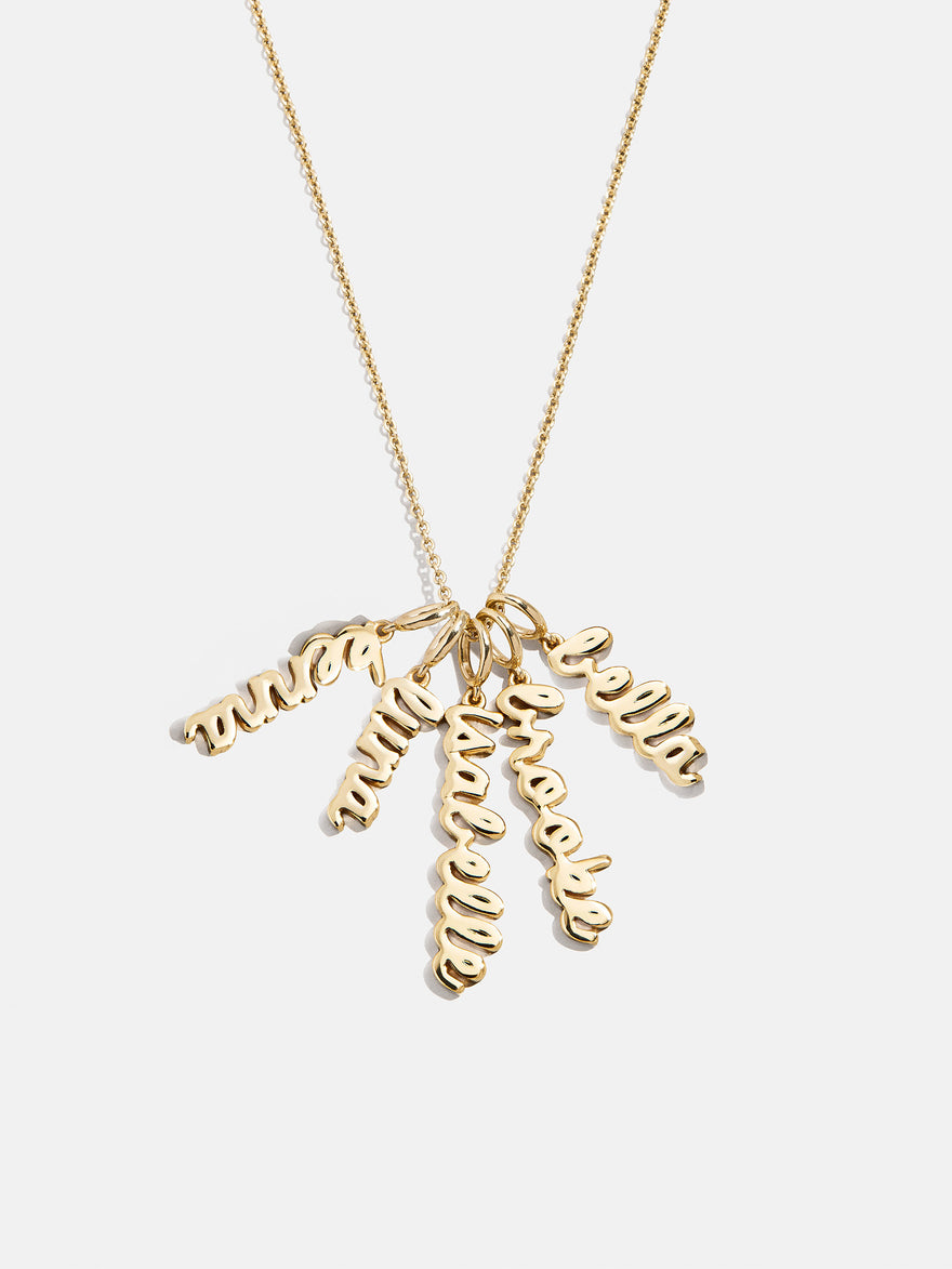 Mini Gold Script Cluster Custom Nameplate Necklace - 5 Names