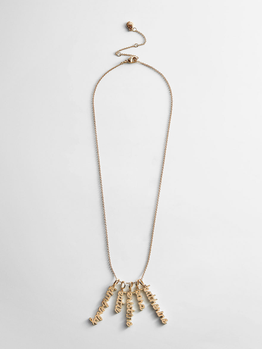 Mini Gold Script Cluster Custom Nameplate Necklace - 2 Names