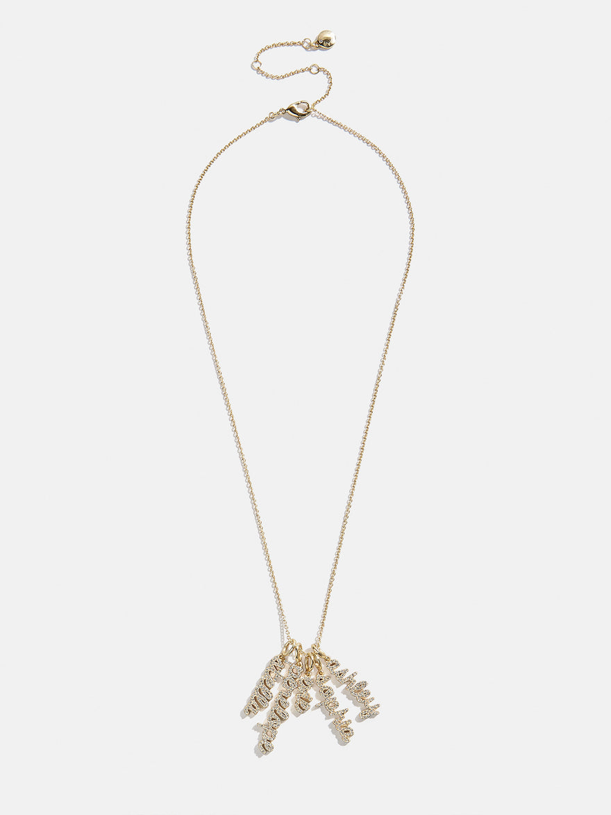Mini Pavé Script Cluster Custom Nameplate Necklace - 5 Names