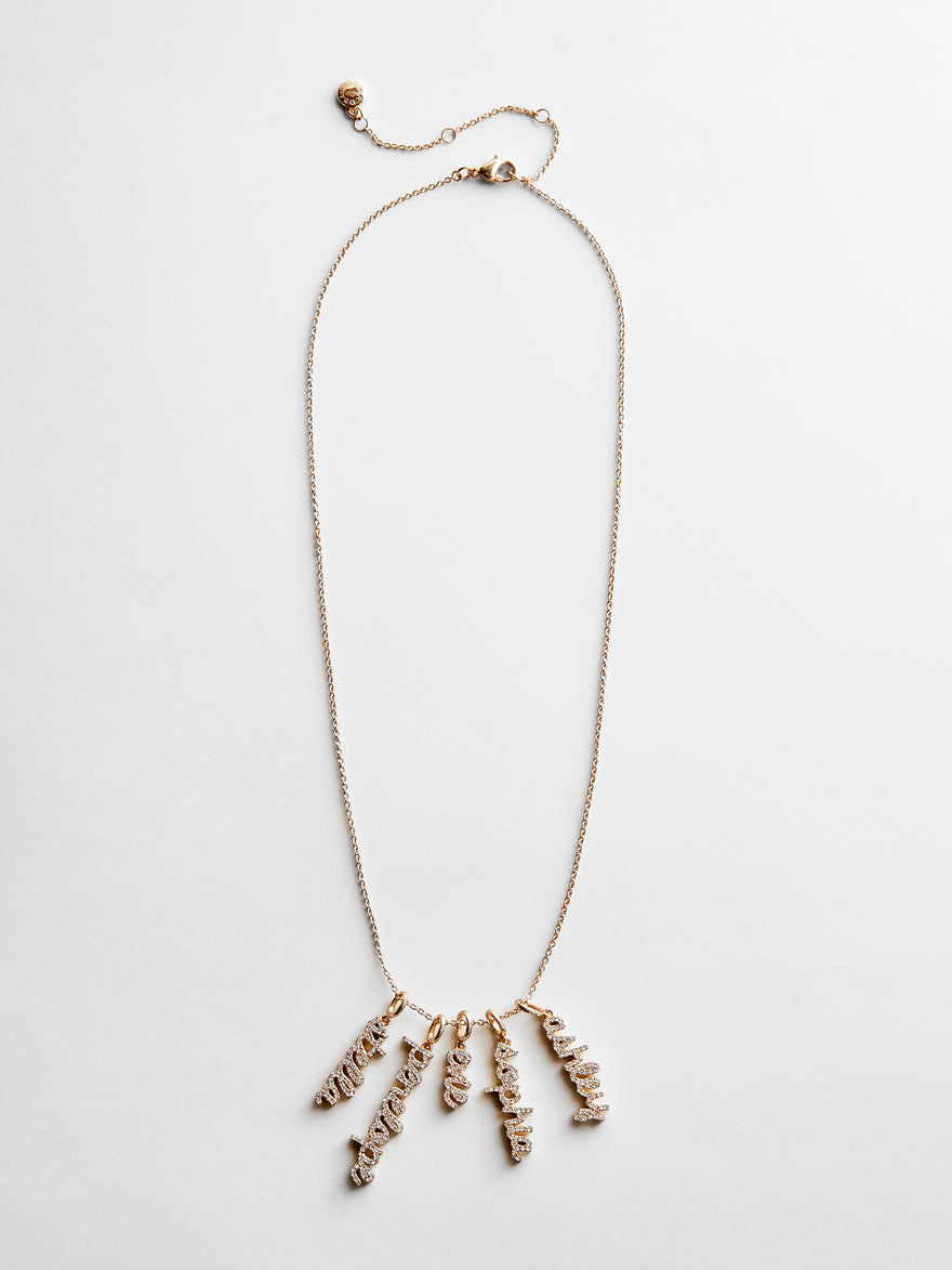 Mini Pavé Script Cluster Custom Nameplate Necklace - 2 Names