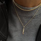 Mini Gold Block Cluster Custom Nameplate Necklace - 1 Name