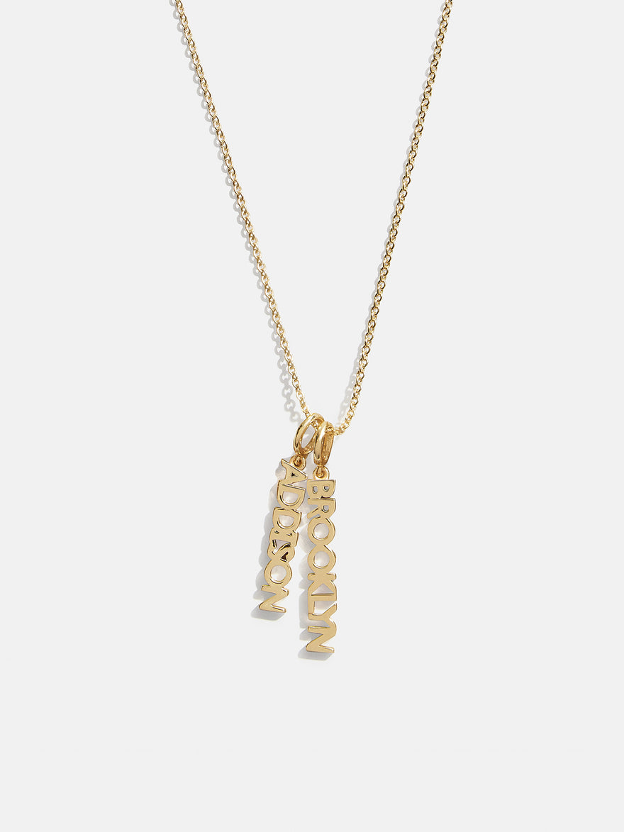 Mini Gold Block Cluster Custom Nameplate Necklace - 2 Names