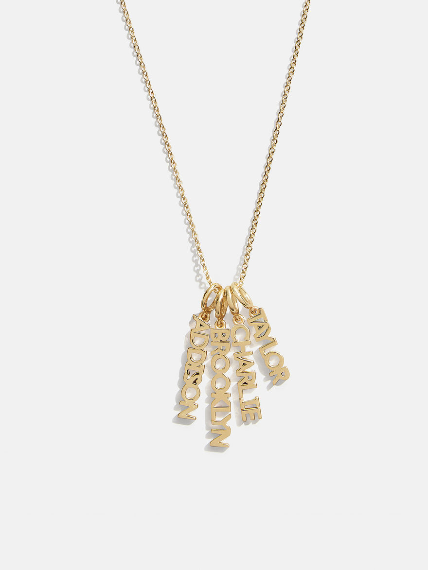Mini Gold Block Cluster Custom Nameplate Necklace - 4 Names