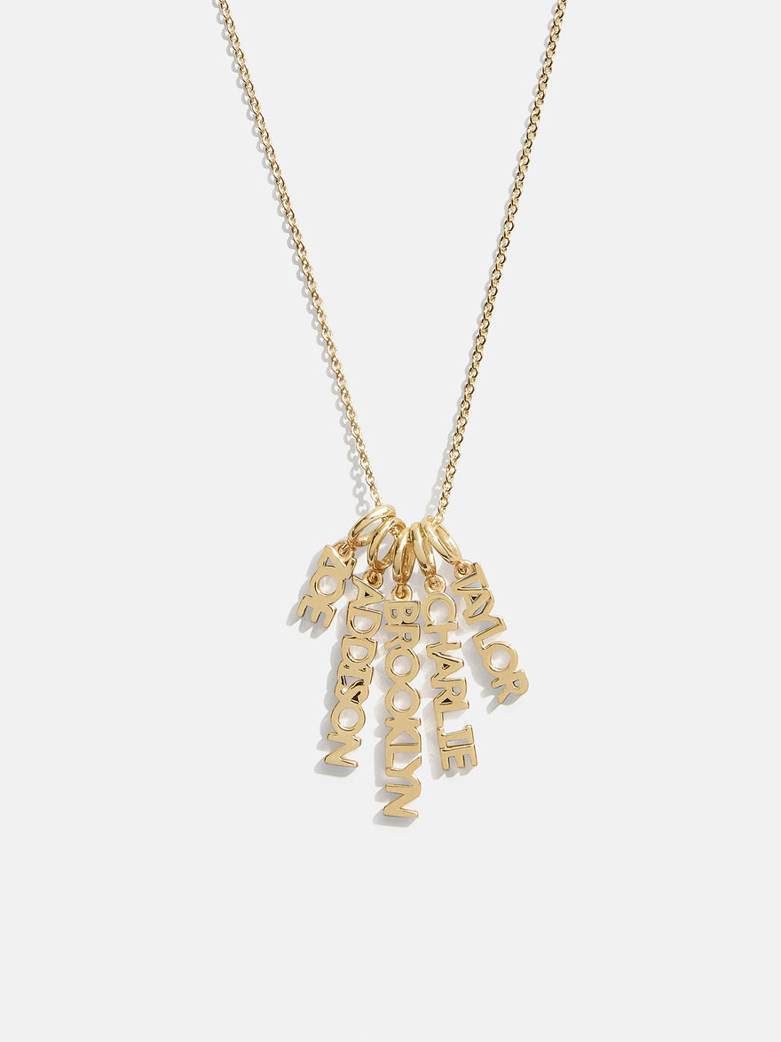 Mini Gold Block Cluster Custom Nameplate Necklace - 5 Names