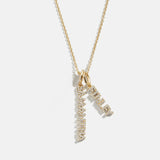 Mini Pave Block Cluster Custom Nameplate Necklace - 2 Names