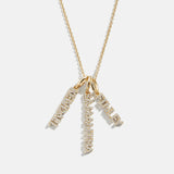 Mini Pave Block Cluster Custom Nameplate Necklace - 3 Names