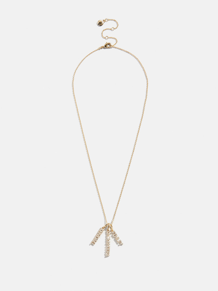 Mini Pave Block Cluster Custom Nameplate Necklace - 1 Name