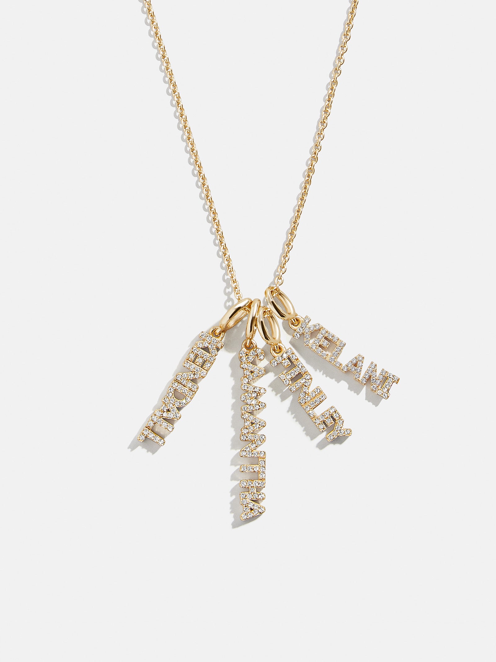 Mini Pave Block Cluster Custom Nameplate Necklace - 4 Names