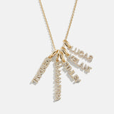 Mini Pave Block Cluster Custom Nameplate Necklace - 5 Names